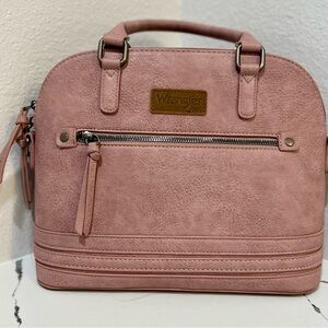 Wrangler Western-Inspired Mauve Pink Satchel – Silver Hardware
